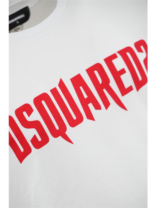 T-shirt con stampa Horror Red Logo in cotone bianco DSQUARED2 | S74GD1313 D20014100